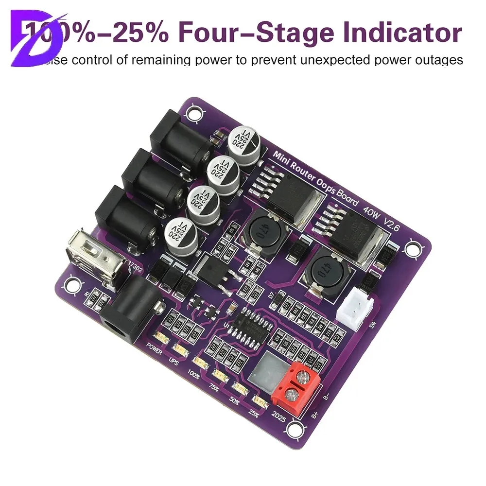 Mini Router UPS Board 40W Power Module With 4-Port Output Surge Protection For Stable Device Operation