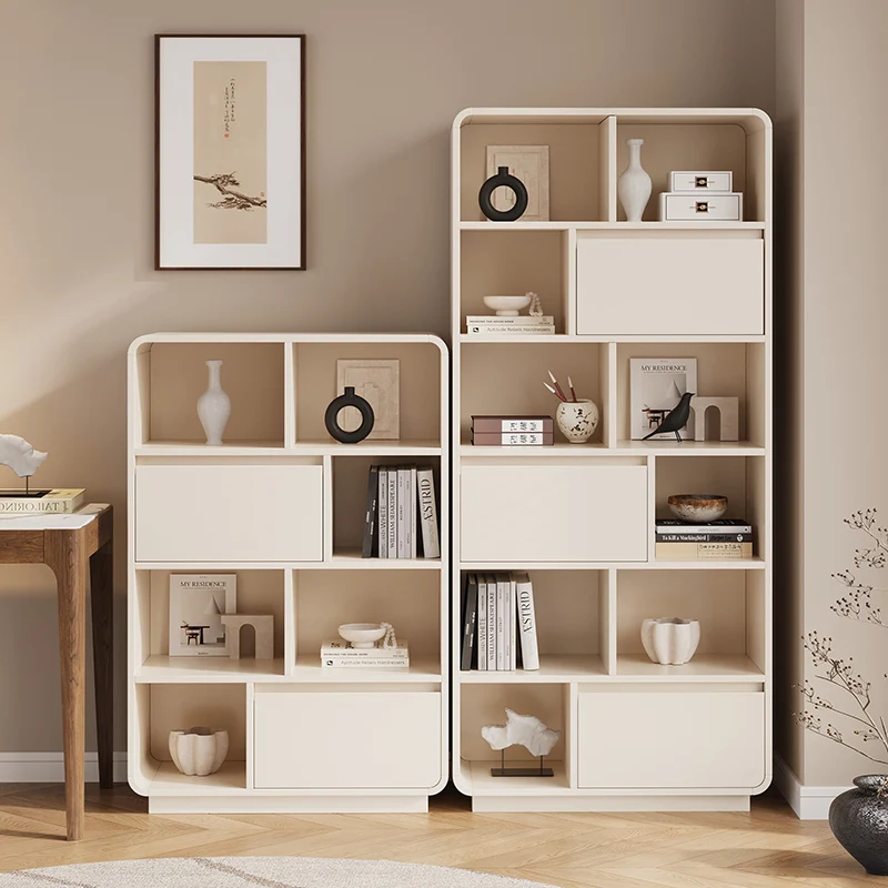 

Cream wind solid wood combination bookcase to living room cabinet 2025 new custom magazine cabinet vertical