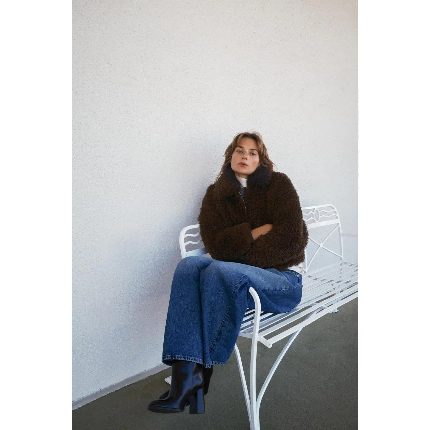 

Long Sve Fce Leather Jaet Zipper Closure Stand Collar Casual Sle Women's Outerwear Autumn Season Faion Trend