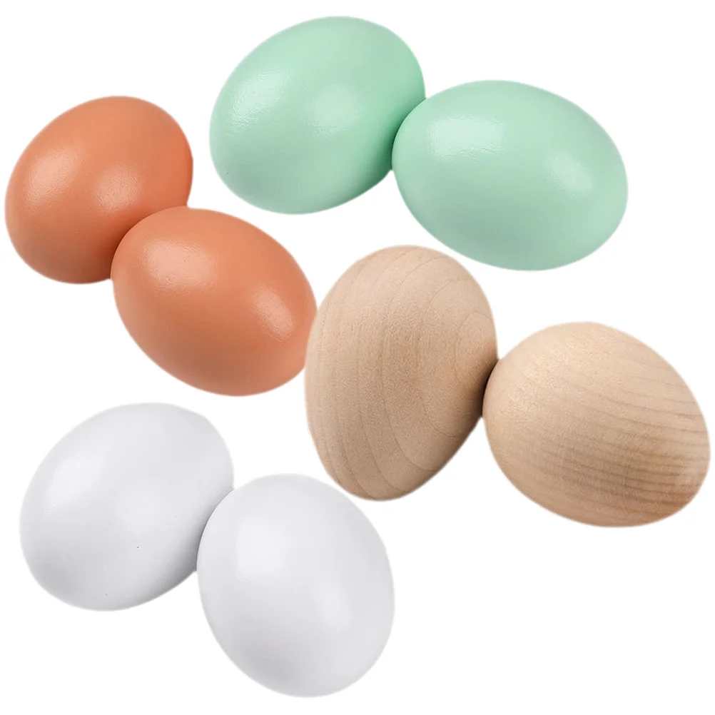 

8Pcs Unfinished Smooth Wooden Eggs DIY Craft Supplies Painting Decoration Easter Party Fake Simulation Egg Set