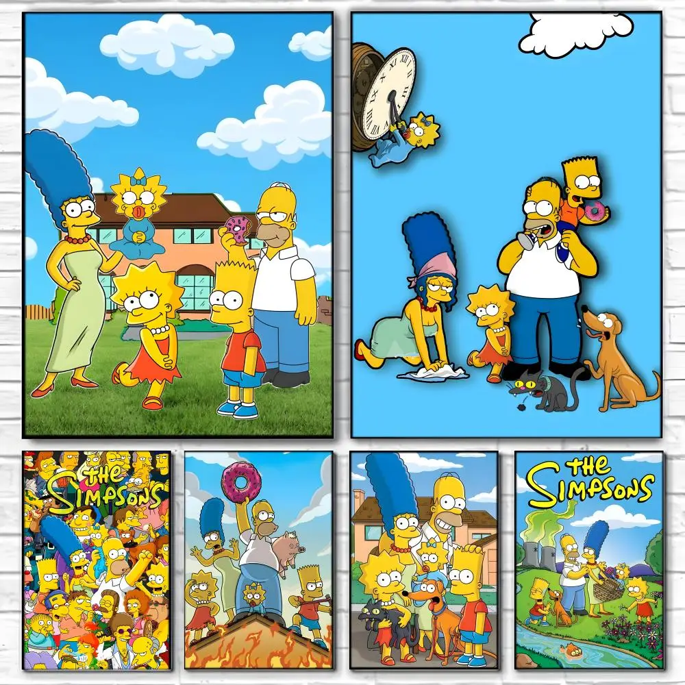 Anime T-The Simpsons Poster Wall Art Print Art Suitable for Living Room Bedroom Bar Parlor Home Decor Gift