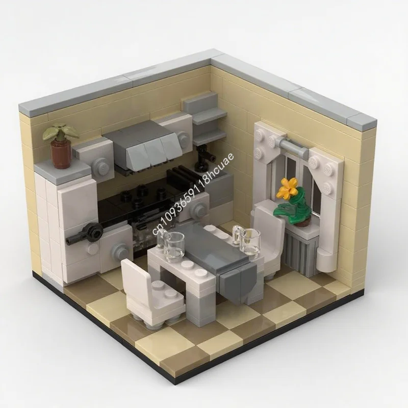252pcs MOC Keuken Modulair Straatbeeld Model Bouwstenen Architectuur DIY Creatief Idee Speelgoed Onderwijs Kerstcadeau Baksteen