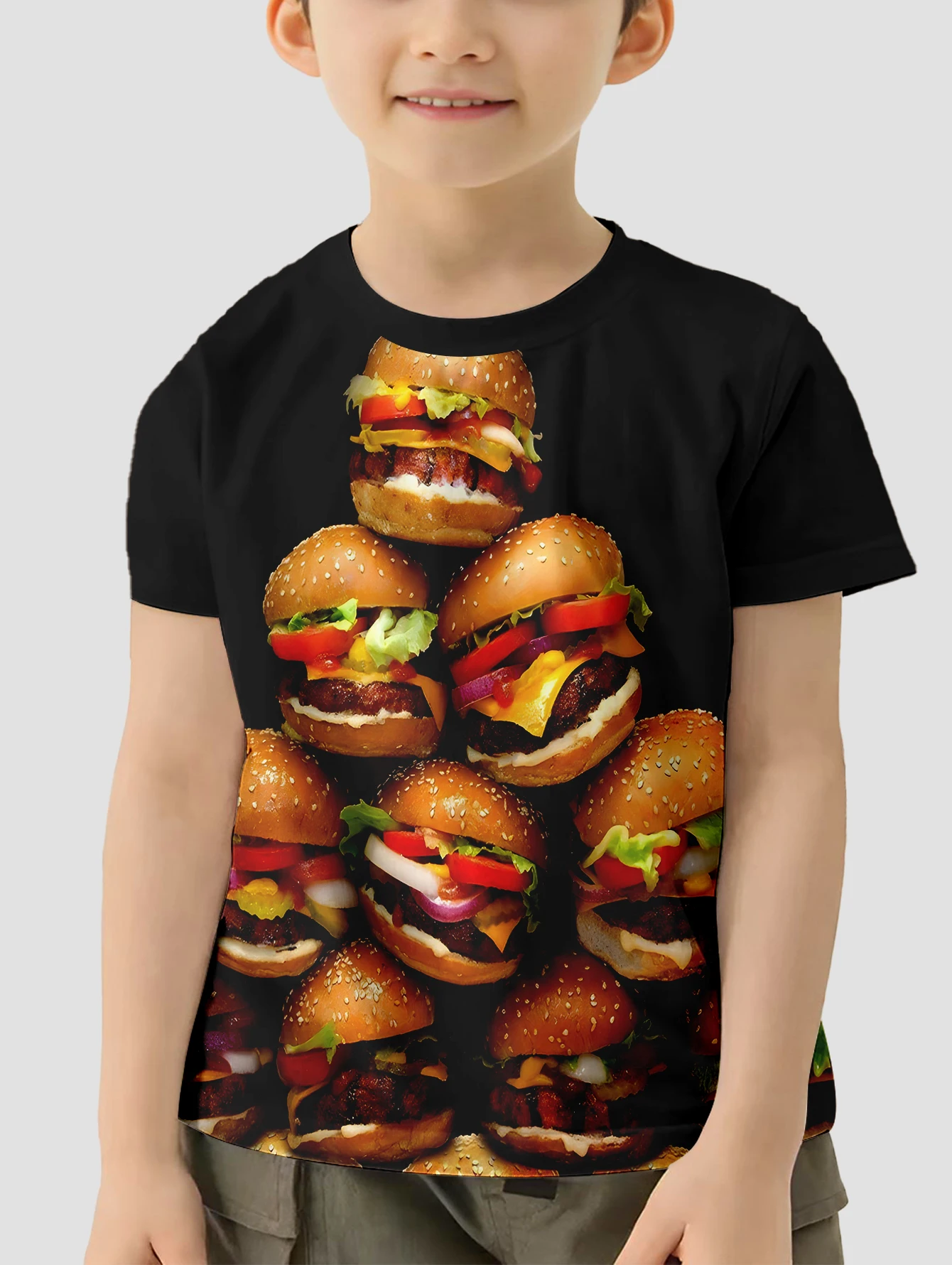 

Hamburger Clothing for Boys Clothes Kids Summer Clothes Short Sleeve Boys T Shirts Child T-shirt T-shirts for Children Tops 2024