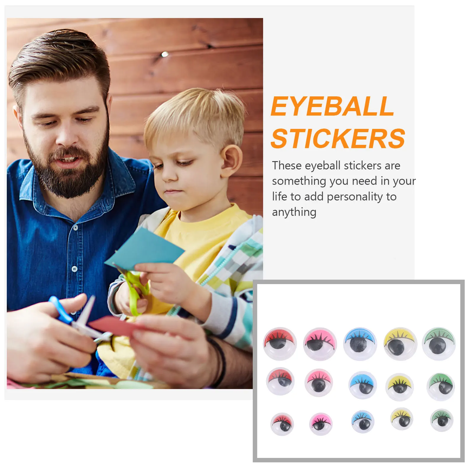 

2 Bags Eye Balls Halloween Decorations Stickers Eyes Cartoon Decal Applique Eyeball