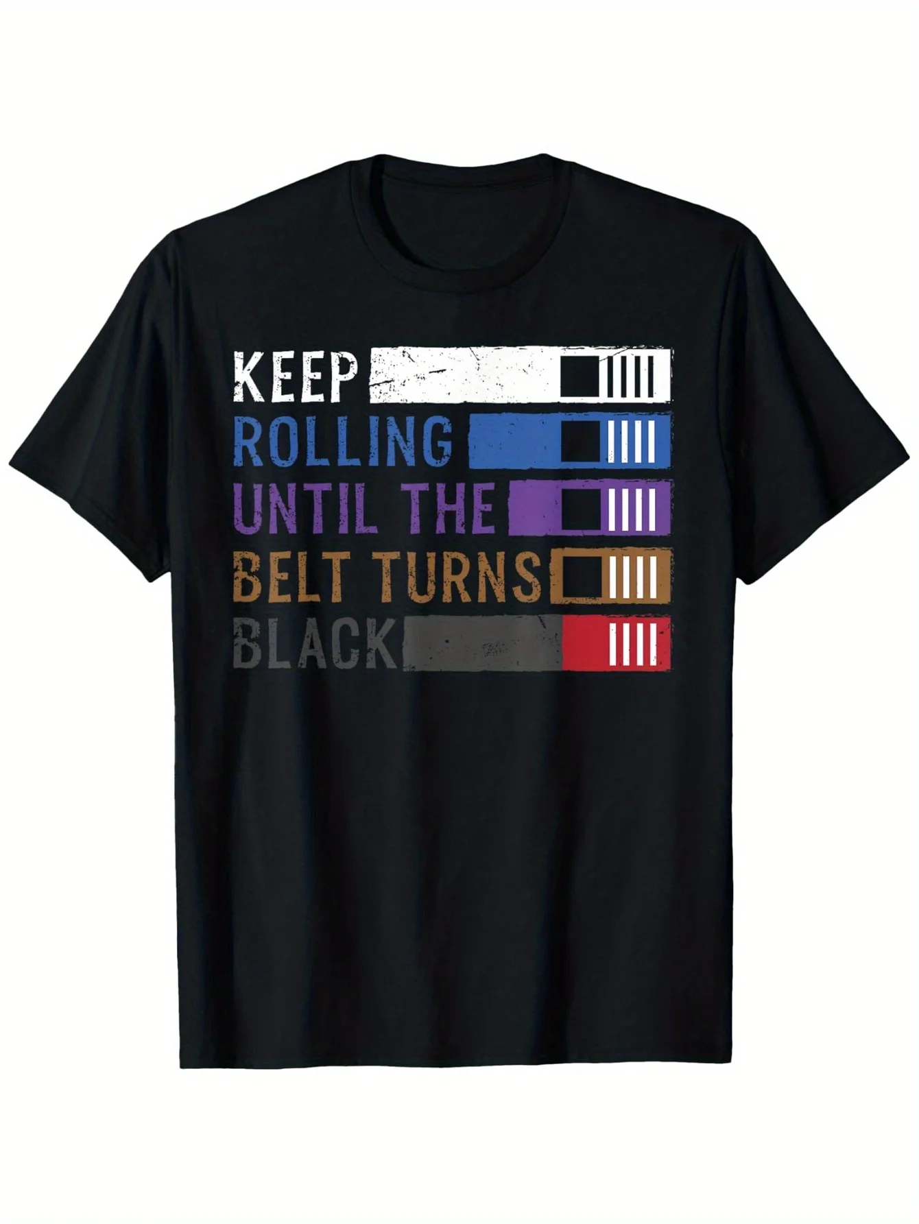 T-shirt de Jiu Jitsu BJJ « Persiste dans l'entraînement jusqu'à ce que la ceinture devienne noire », Vêtement d'arts martiaux, Décontracté Quotidien