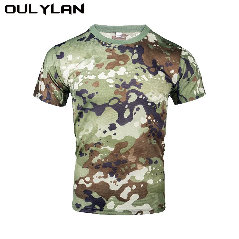 Short Sleeved Clothing Men Mesh Breathable Quick Drying Sports T-shirt Outdoor Physical Training Camouflage Tactical T-shirt