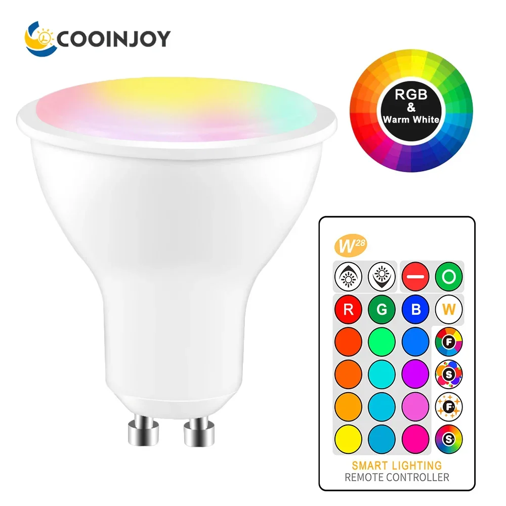 

LED Lamp Flash Strobe Fade Mode Bar KTV Decorative Lights Warm White 8W RGB LED Bulb GU10 Color Changing Atmosphere Lighting