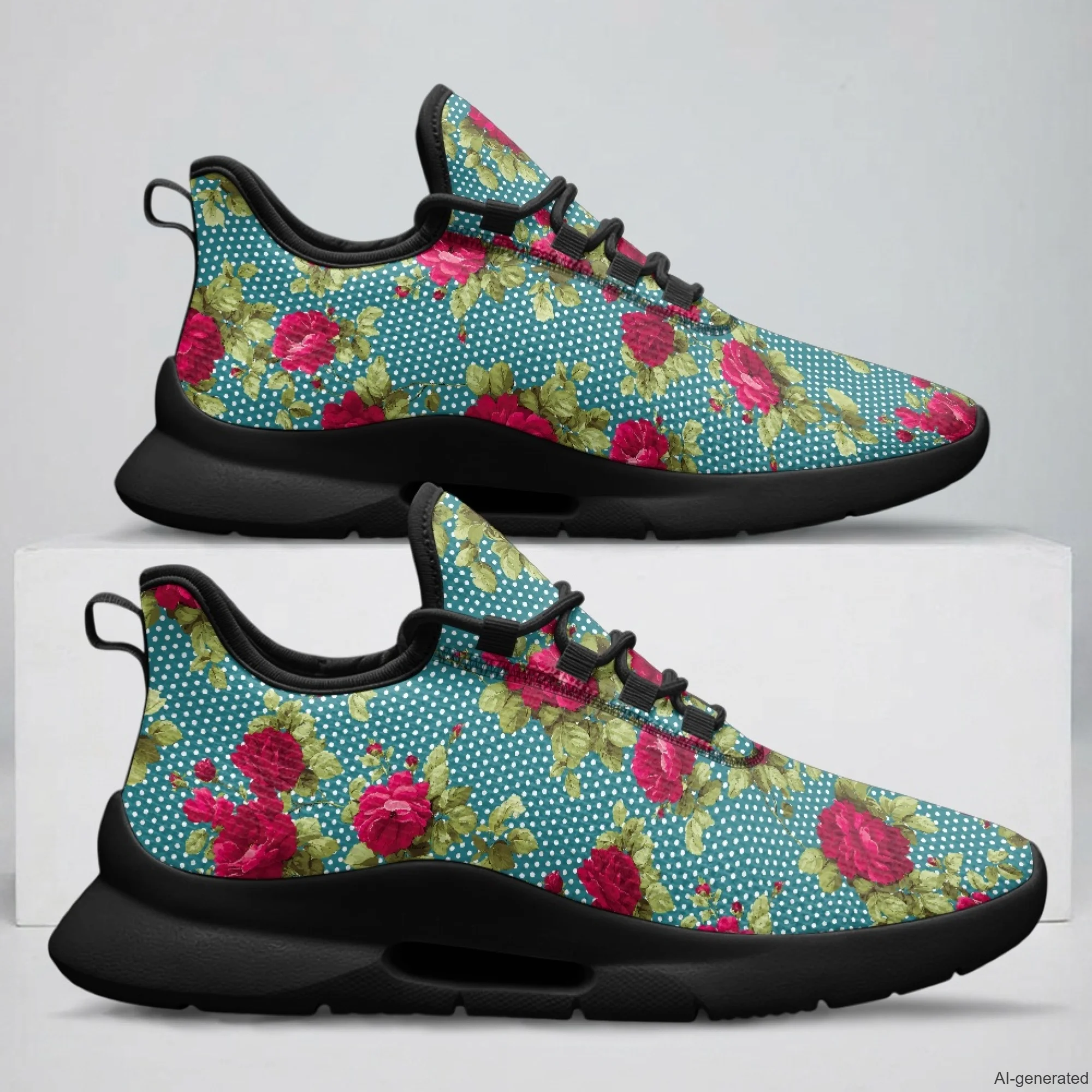 XIXIRIMIDO Nursing Sneakers for Woman Lace-up Casual Shoes Cheap Nursing Shoes for Women Nice Non-slip Nurse Sneakers Roses