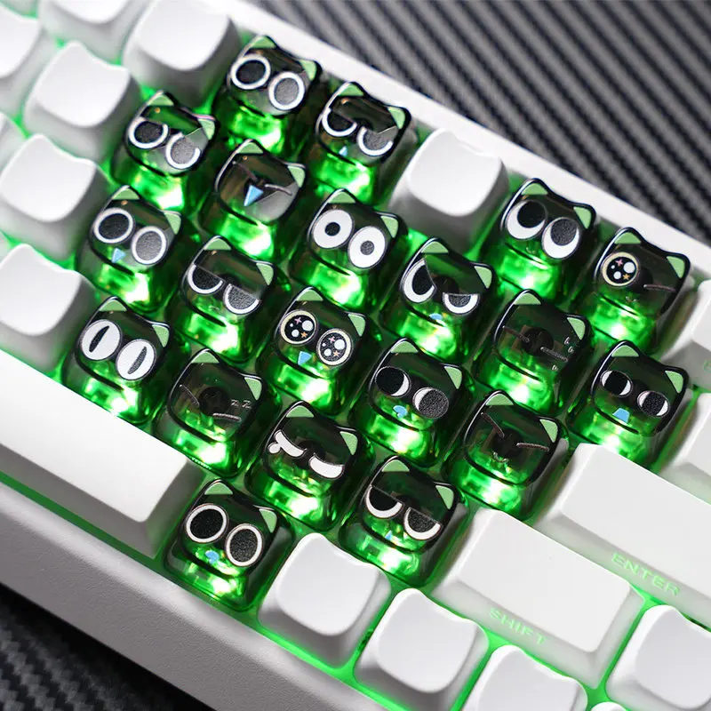 

Luo Xiao Hei Heart Keycaps Transparent Pc Cat Shaped Mao 21keys Profile Compatible Magnetic Axis Custom Mechanical Keyboards