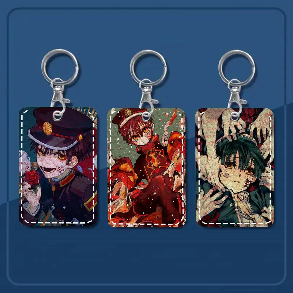 T-Toilet-Bound And Hanako-kunes Card Case Keychain Access Card Bag Key Tag Ring Leather Card Holder Key Ring Access