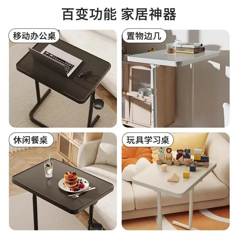 طاولة السرير المتنقلة قابلة للطي مكتب الكمبيوتر غرفة نوم مع عجلة رفع مكتب غرفة المعيشة كتاب صغير أريكة طاولة جانبية الكمبيوتر الملياف #5