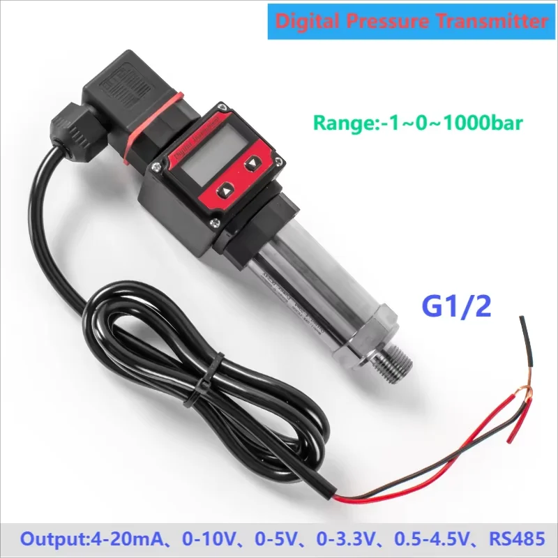 G1/2 LCD Pressure Transducer Sensor 0-0.1bar 1bar 200bar 300bar 400bar Pressure Gauge Digital 0-10V 4-20mA Pressure Tranamitter