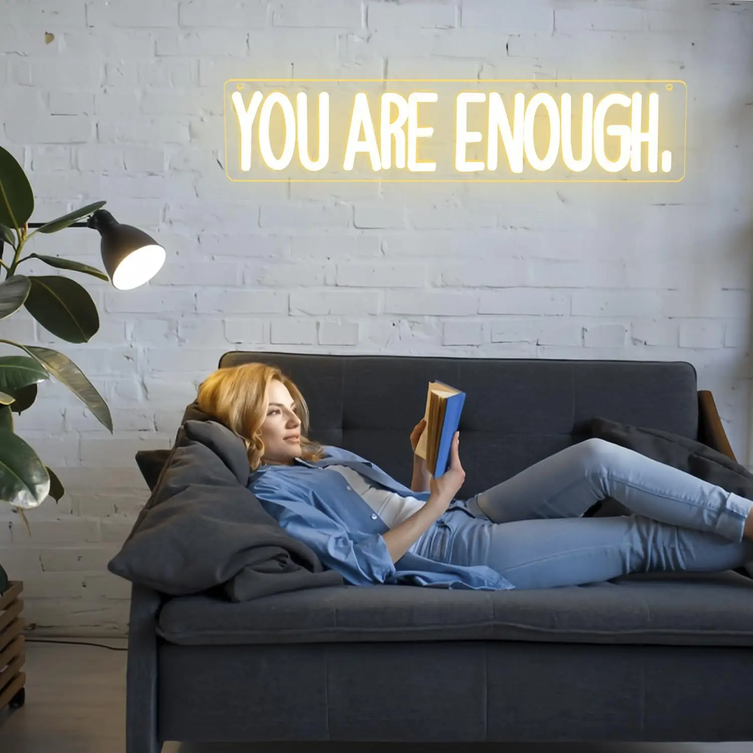 YOU ARE ENOUGH Neon light, simple and powerful, USB powered and dimmable function, suitable for home, office, bedroom