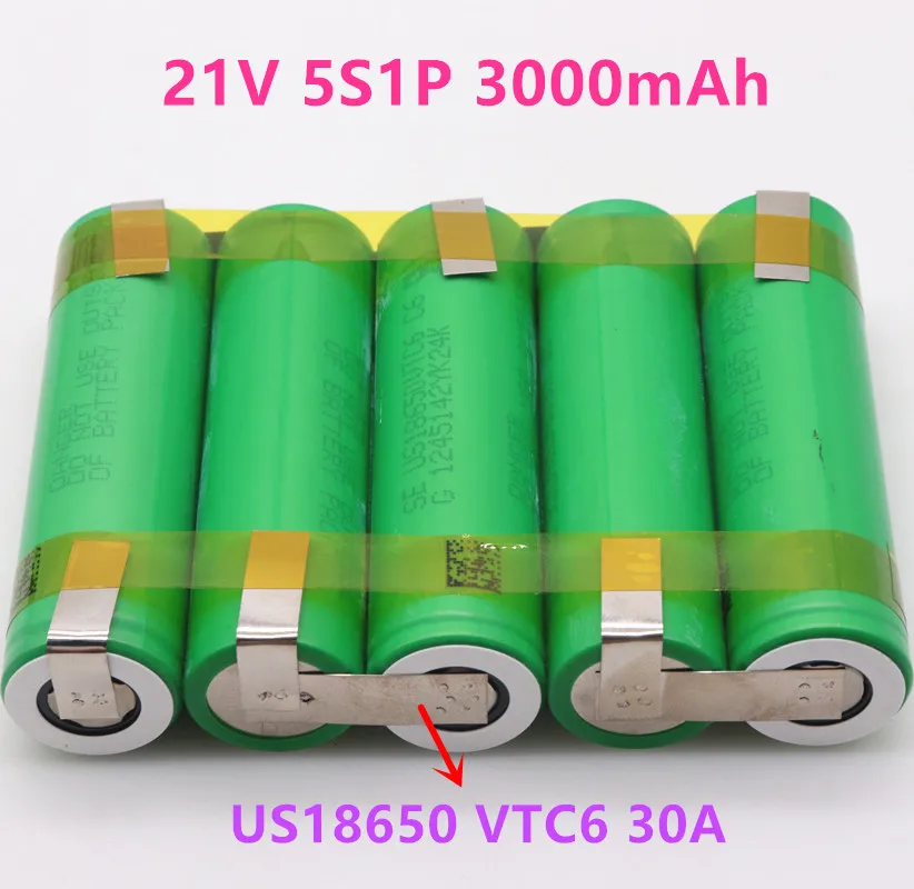 3S1P 4S1P 5S1P 6S1P 18650 battery pack  US18650 VTC6 battery welding 3000mAh battery pack 10.8V to 25.2v screw driver electrode