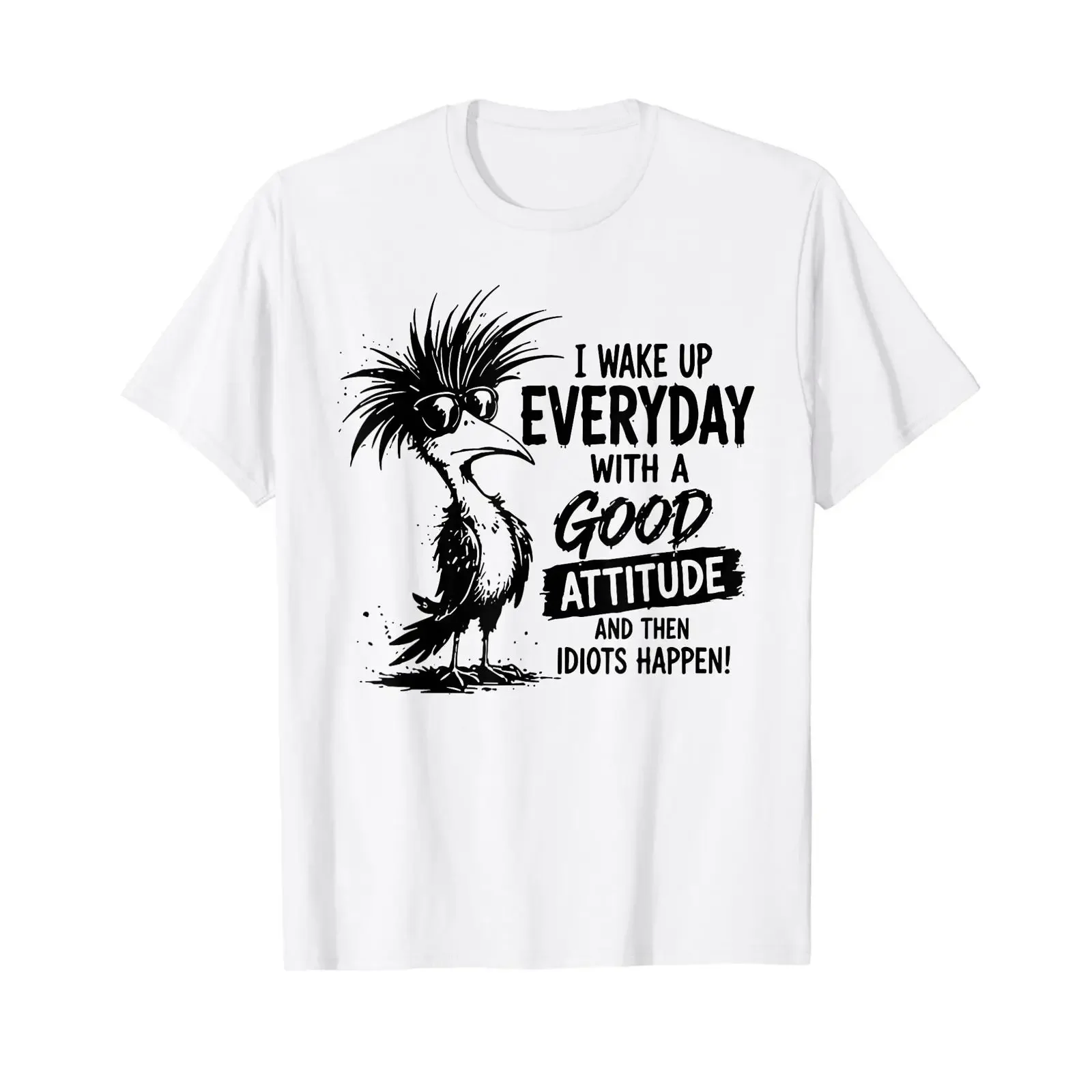 Idiots Bites Funny Bird Sarcastic Attitude Inexpensive T Shirt vintage Washed Casual Breathable Comfortable Stylish Unisex