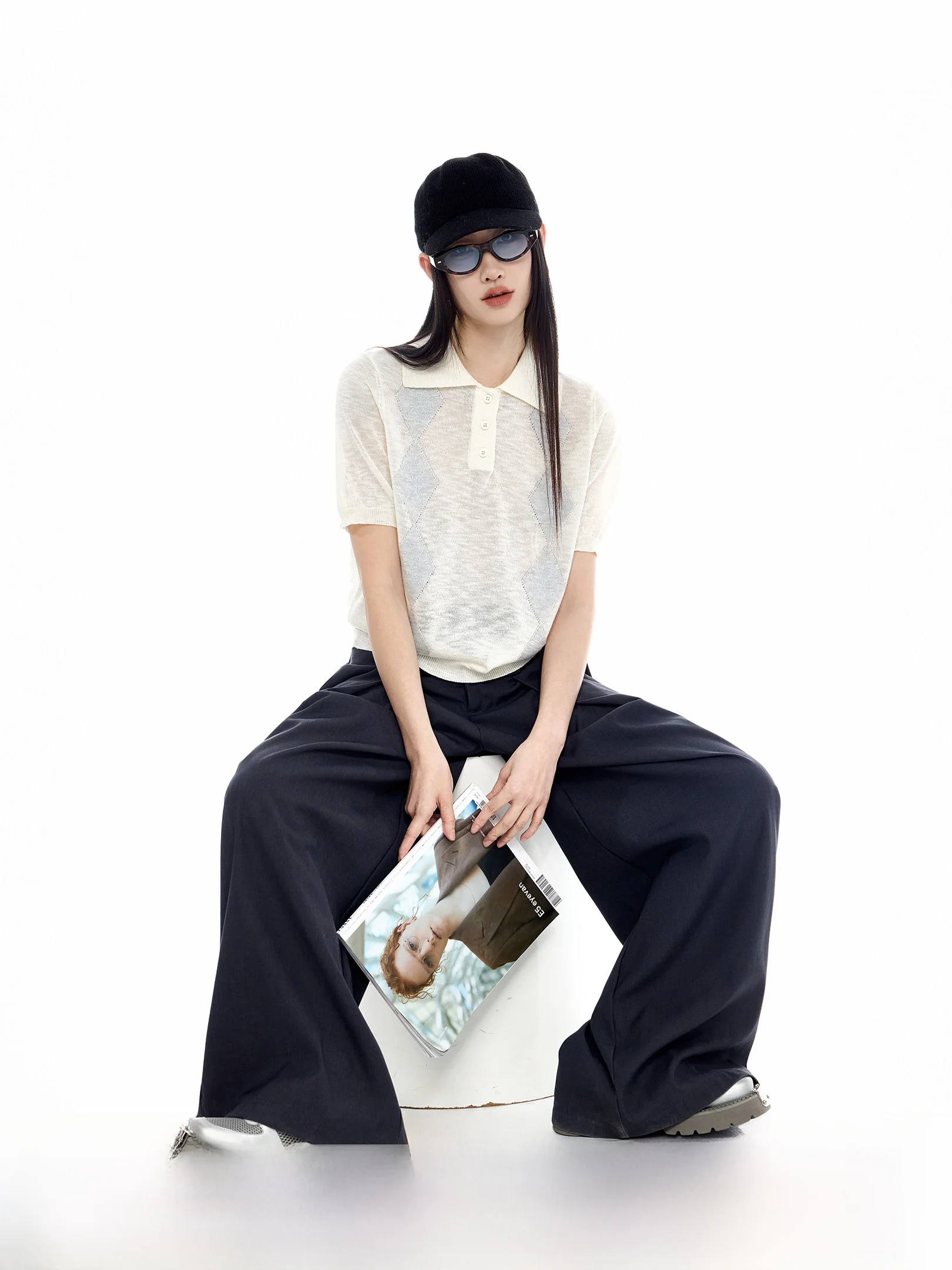 

Lightweight ort Sve Knitted irt for Women Summer New Casual Loose id Patterned Top ICH MODE Fem Knitwear