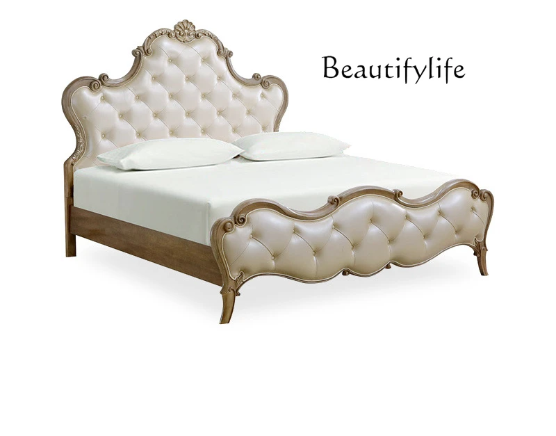 

Light luxury French bedroom double leather art bed home simple fashion designer high-end sense