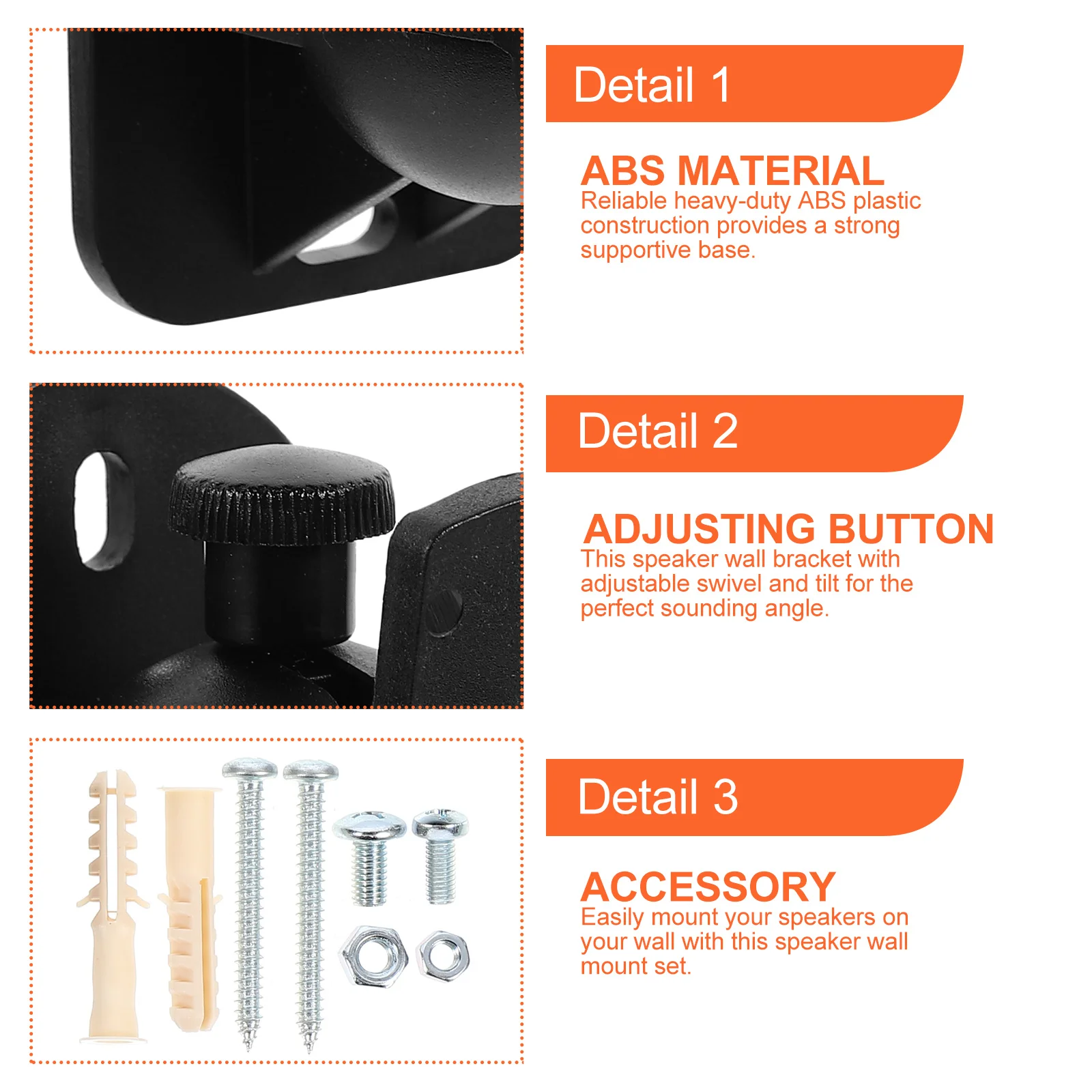 

6Sets Speaker Wall Brackets Multiple Adjustment Speaker Mount Stand for Surround Sound Home Gaming Workout Room Bedroom