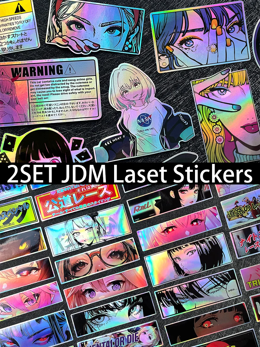 AliExpress NONE 2SET Random Laser Anime Beauty Eye Stickers Motorcycle Car Bike Helmet Tank Racing JDM Logo Accessories Decals DIY Sticker Pack