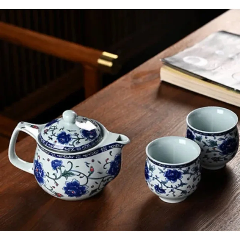 

Chinese Blue and White Porcelain Tea Sets Exquisite Ceramic Teapot 350ml Handmade Kettle Teacups Home Teaware Tea Ceremony