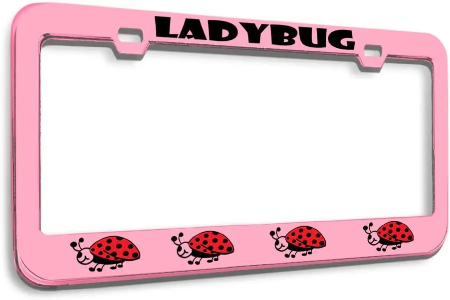 

Metal License Plate Frame Ladybug Ladybugs Red Animal Metal Tag Holder Car Accessories Black 2 Holes 1 Frame for Women Standard