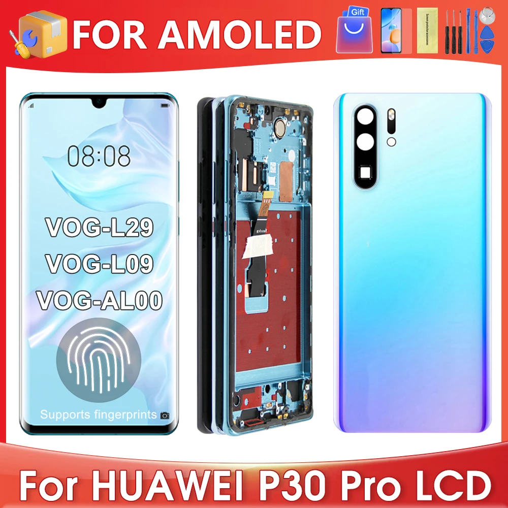 

6,47 ''для HUAWEI P30 Pro для AMOLED VOG-L29 L09 AL00 L04 AL10 ЖК-дисплей с цифровым преобразователем сенсорного экрана в сборе, замена