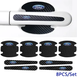 Carbon Fiber Car Door Handle Bowl Emblem Sticker for Ford Focus 3 Fiesta Mk6 Transit Ranger Kuga Mondeo Explorer Ecosport Galaxy