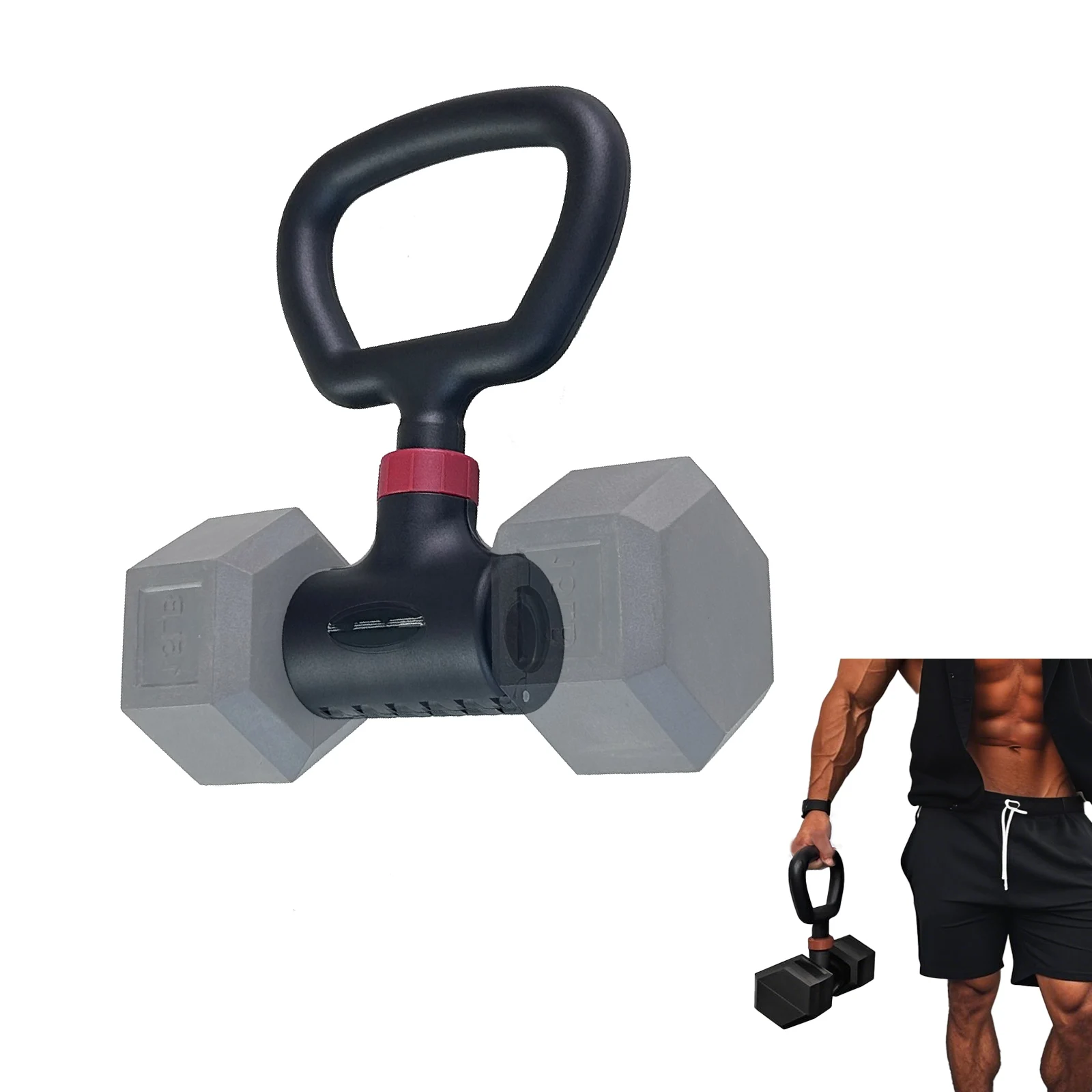 Hantel-zu-Kettlebell-Konvertergriff, rutschfester ergonomischer Griff, Schnellmontageadapter für Standard-Hanteln, unterstützt bis zu 110 Pfund, hochbelastbarer Stahl, ideal für Krafttraining und