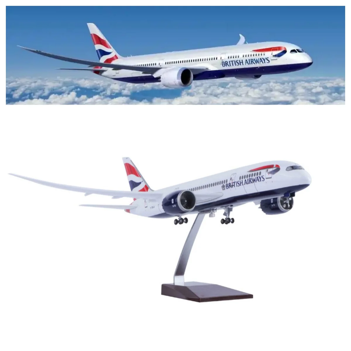 

1/130 Scale Toy planes 43CM Airplane 787 B787 Dreamliner Aircraft BRITISH AIRWAYS Airlines Model Light Wheel Diecast Resin Plane