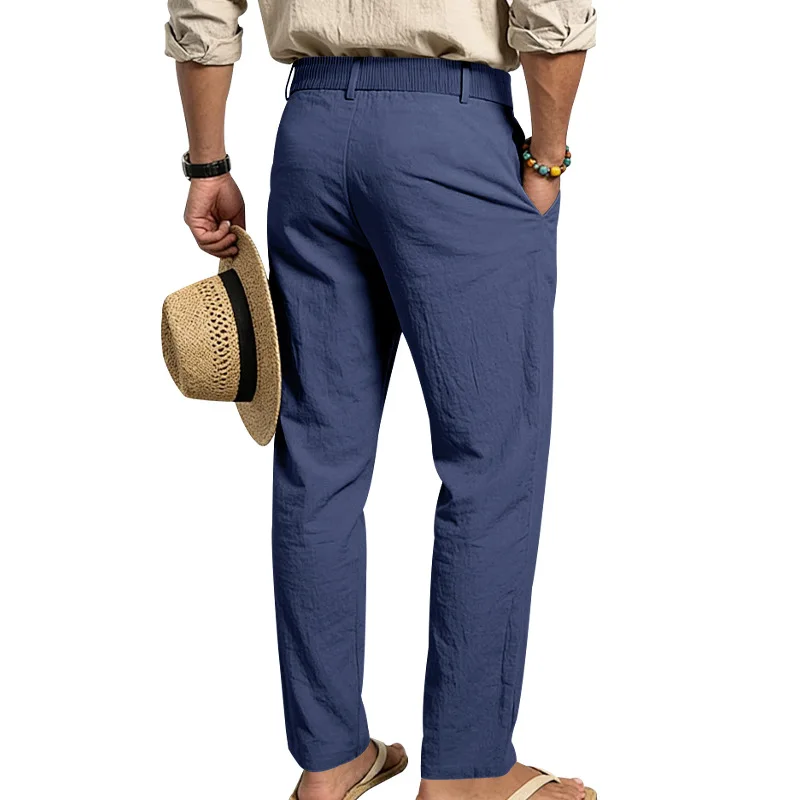 Grenzüberschreitende italienische Neapolitaner Gorger Old Money Style Herren Freizeithose aus Leinen im Commuter-Stil – Detail 9