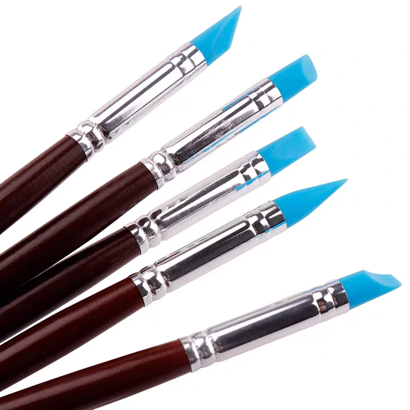 5pcs Dental Shaping Silicone Resin Brush Pens Porcelain Teeth Tool Nails Art Brushes Pottery Clay Pen DIY Carving Modeling Tools