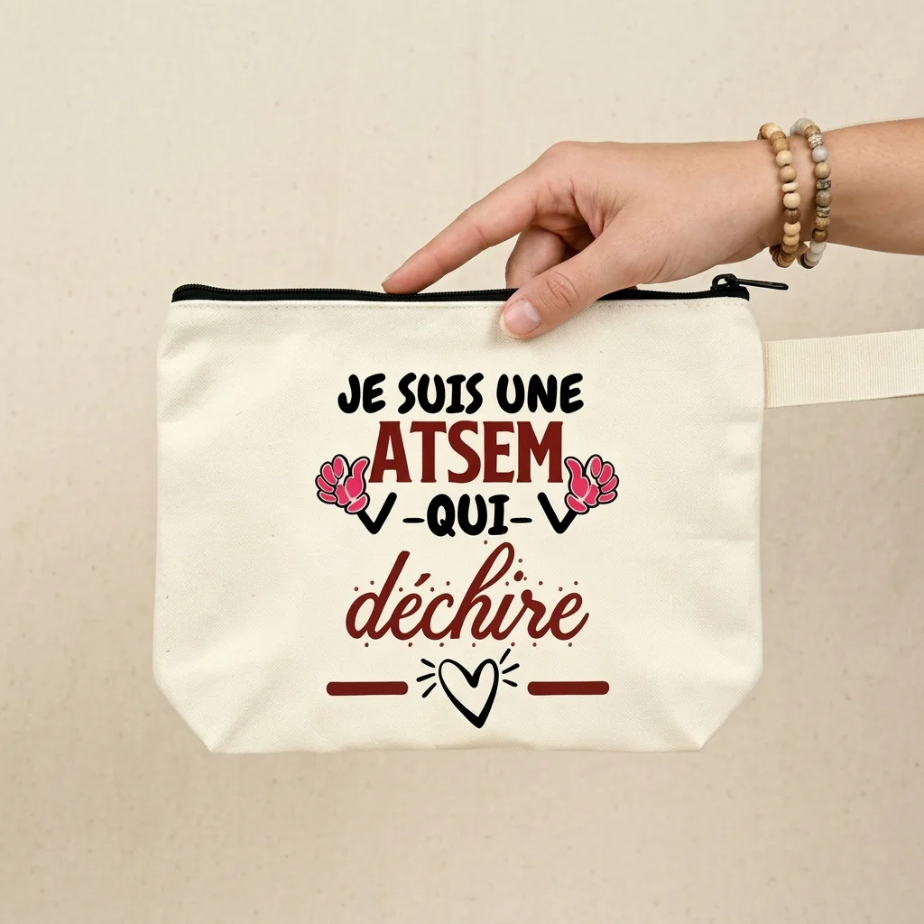French School ATSEM Appreciation Design Cosmetic Bag-Durable Polyester Wallet with French School Inspired Clutch