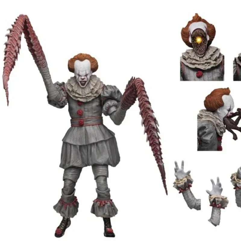 NECA Horror Figure Pennywise Clown Mask Dancing Clown Stephen King with Balloon Joint Activity Figure Model Toy Halloween Gift