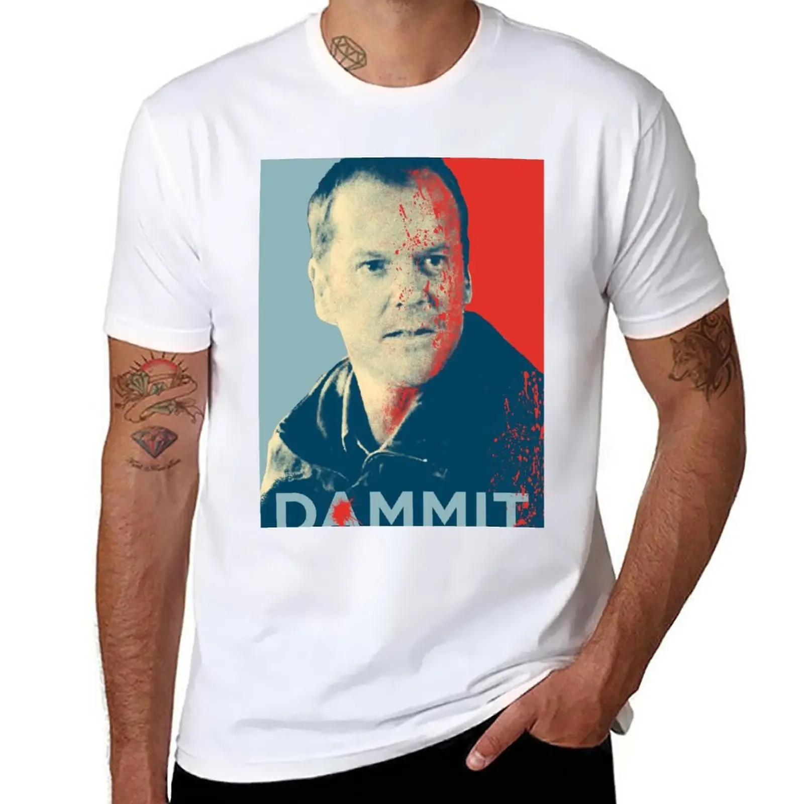 Jack Bauer from 24 in Dammit T-Shirt sweat Short sleeve tee customs Men's clothing