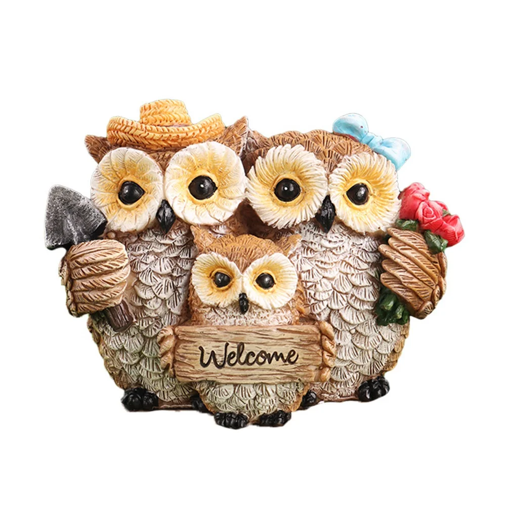 

American Garden Owl Animal Welcome Sign Ornament Harvest Festival Mother Day Gift Resin Home Living Room Office TV Cabinet