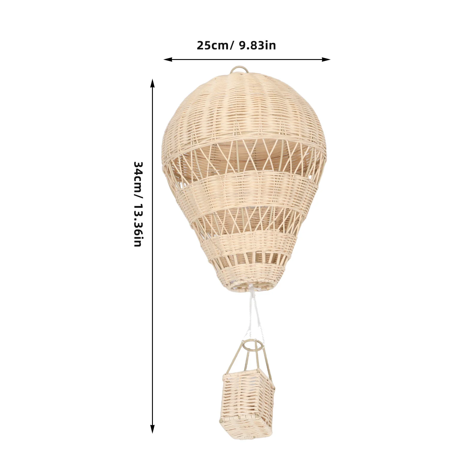 Woven Rattan Hot Air Balloon Hanging Decor Handmade Nursery Ornament Photography Prop Pastoral Home Party Scene
