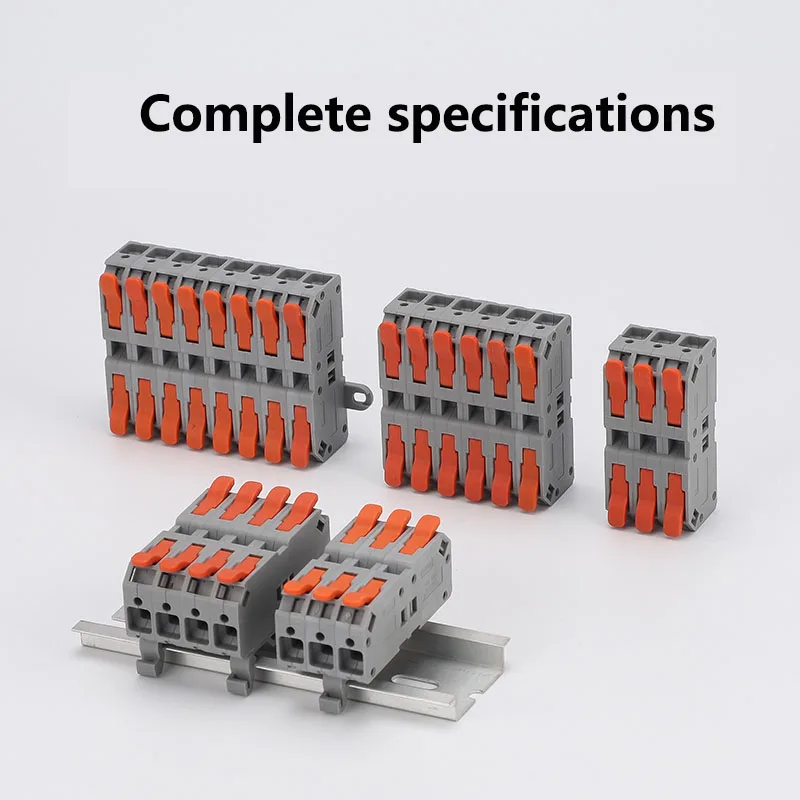 Fast Wire Connectors Universal Compact Terminal Block 6mm2 DIN Rail type Terminal 2 3 4 5 Pin Push-In Terminal Block With Lever
