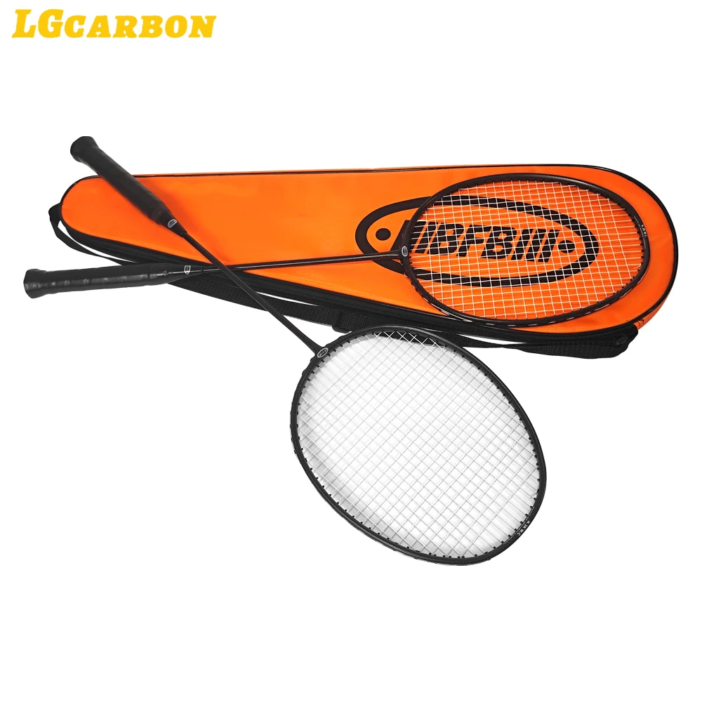 Raquete de badminton LGcarbon, fibra de carbono profissional e titânio, inclui saco e cordas, 2 peças