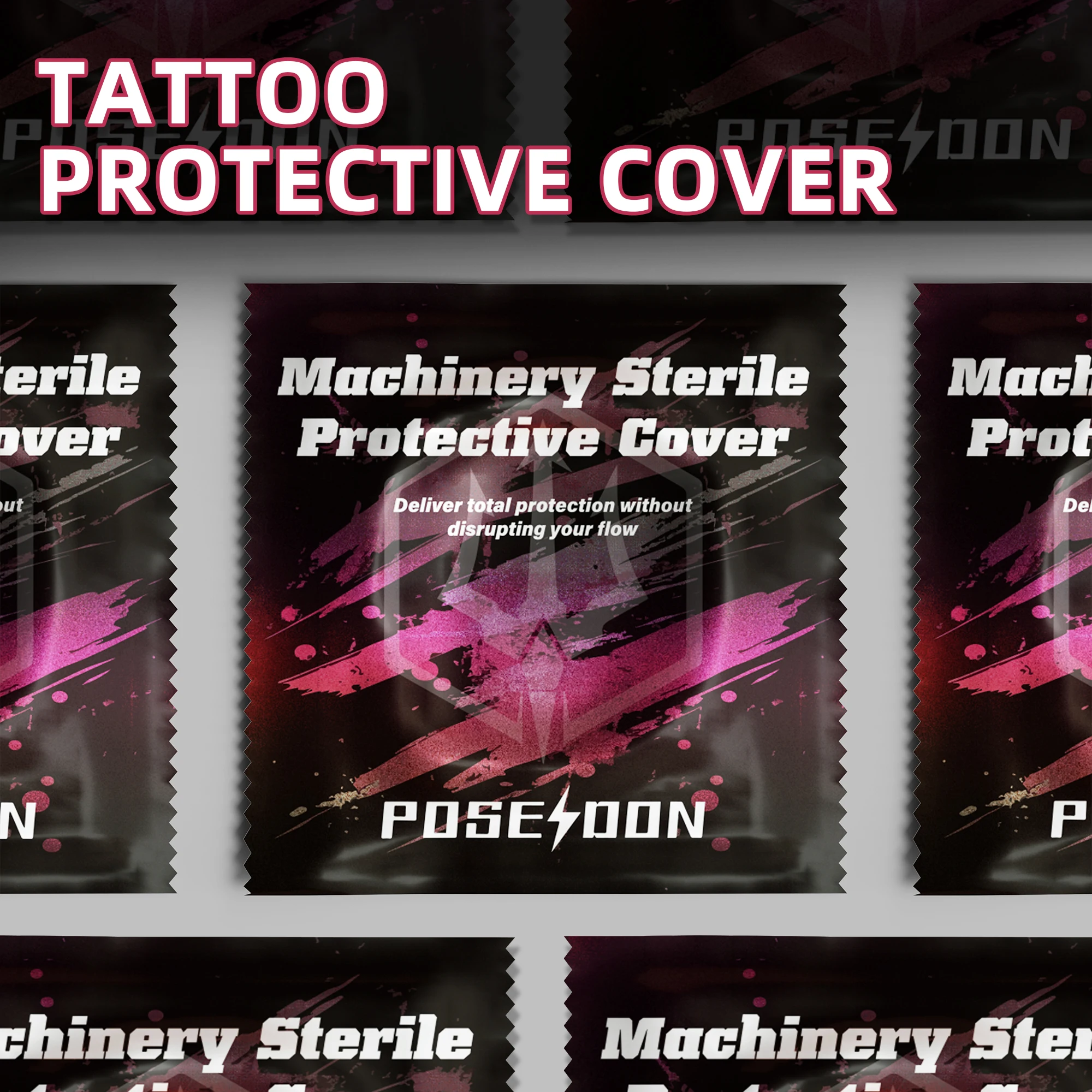 50Pcs POSEIDON Tattoo Machine Sleeve High Quality Disposable Tattoo Pen Sleeve Latex Material Elasticity Tattoo Machine Sleeve