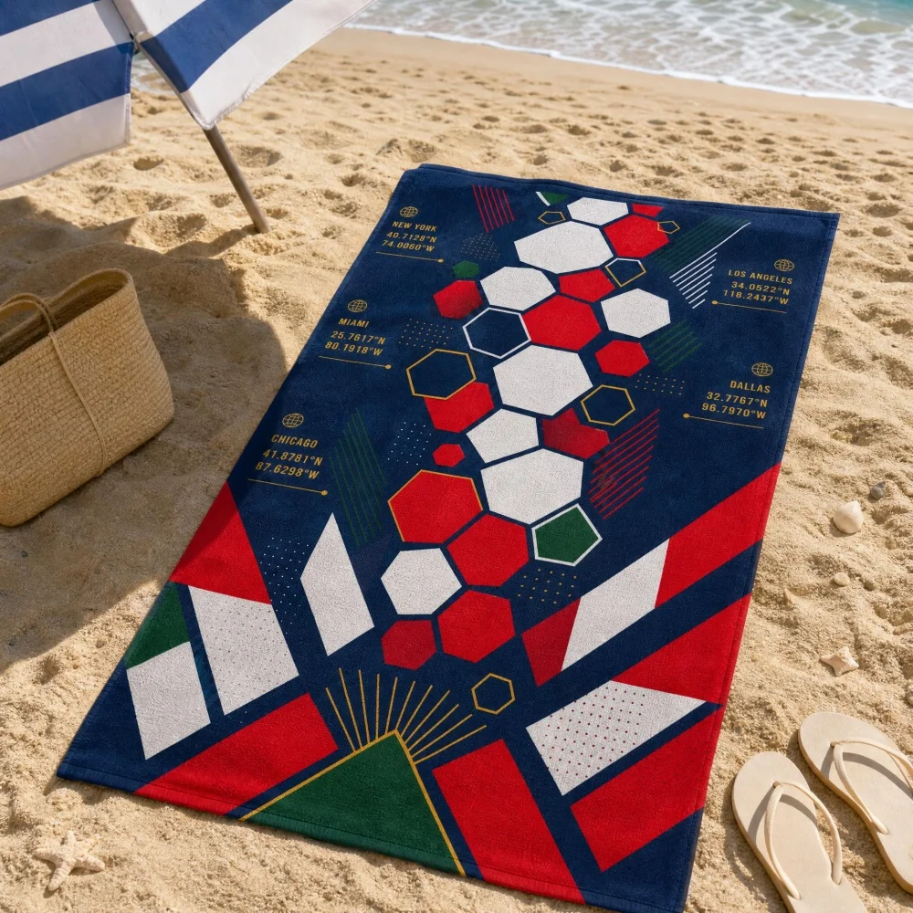 Beach Towel Geometric Hexagon Triangle Graphic Soft Quick Dry Towel For Swimming Pool Beach Road Trip Travel Accessory
