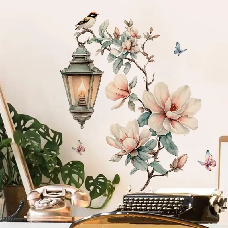 

European Wall Lamp Light Luxury Street Flower Wall Sticker Bedroom Living Room Children's Room Stickers Self-Adhesive