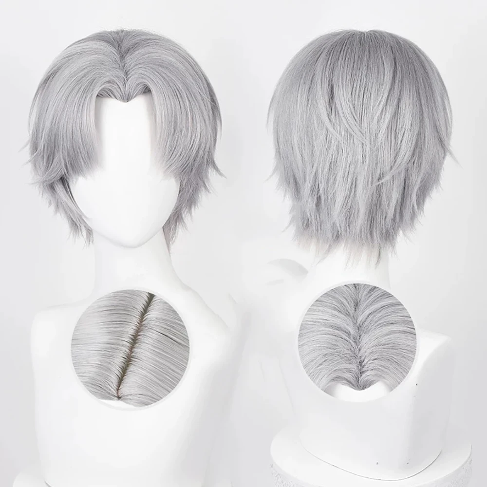 HAIRJOY Synthetic Hair Wig Charlie Cosplay Wig  Middle Part Short Grey Wig Rose Net
