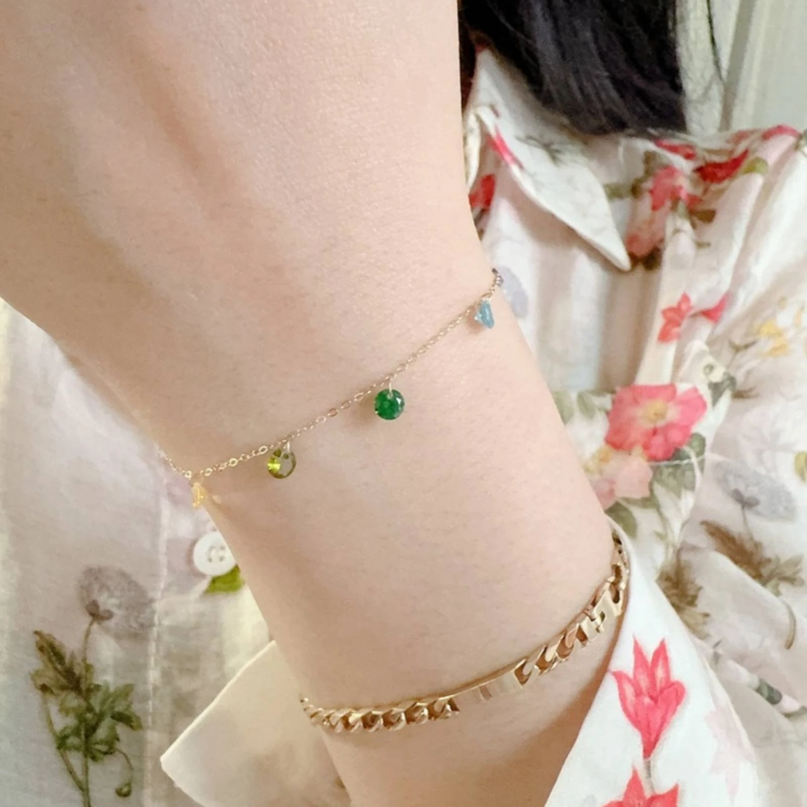 Cubic Zirconia Bracelet 14K Gold Plated Bracelet with Zircons Jewelry Delicate Dainty for Women, Daily Wear, Layering