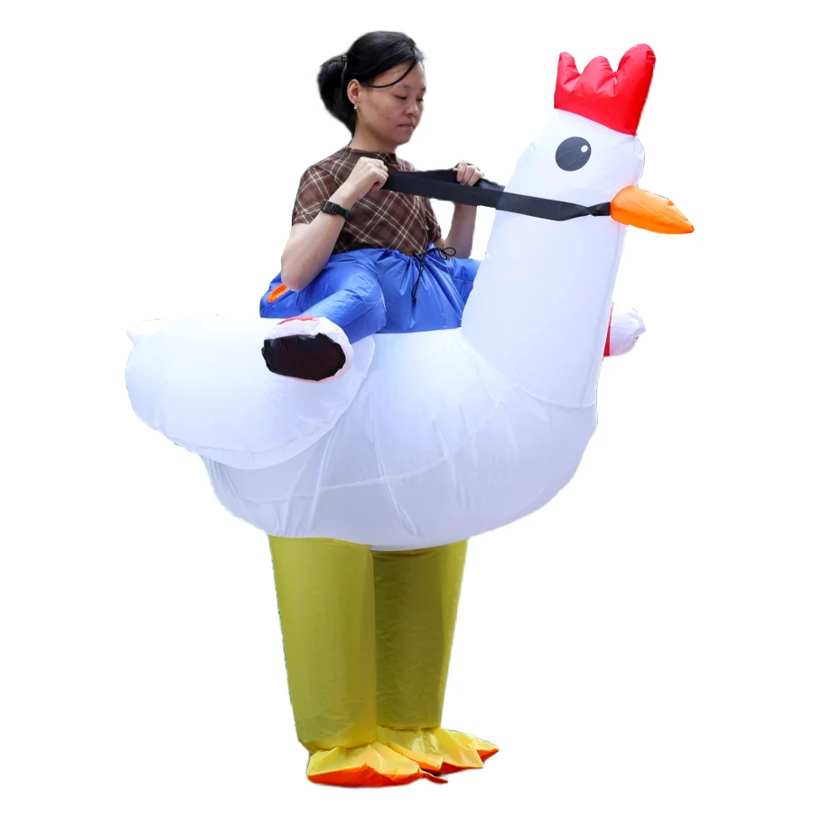 Chicken Turkey Inflatable Costume, Ride On Rooster Blow Up Suit, Adult Fancy Dress for Halloween Christmas Carnival Party Cospla