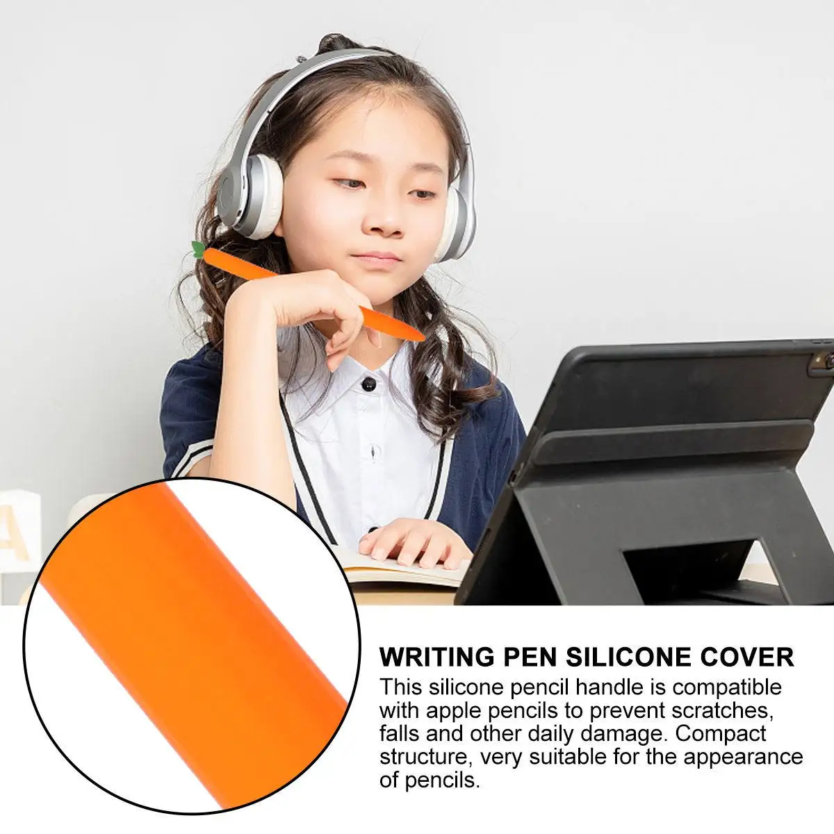 Stylus Pen Cover Carrot Silicone Protective Sleeve Comfortable Full Protection Touch Pen Case Compatible for Apple