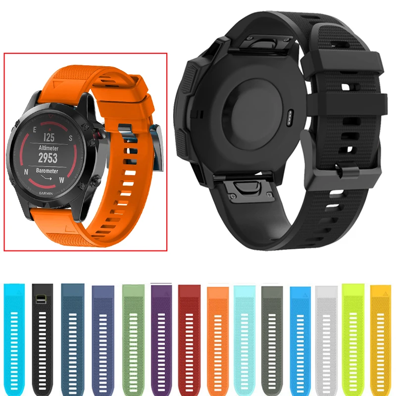 Quick Easy Fit Silicone Sports Watch Band Wristband for Garmin Fenix 5X Plus /Fenix 3 3 HR Sapphire Descent MK1 D2 Bravo Strap