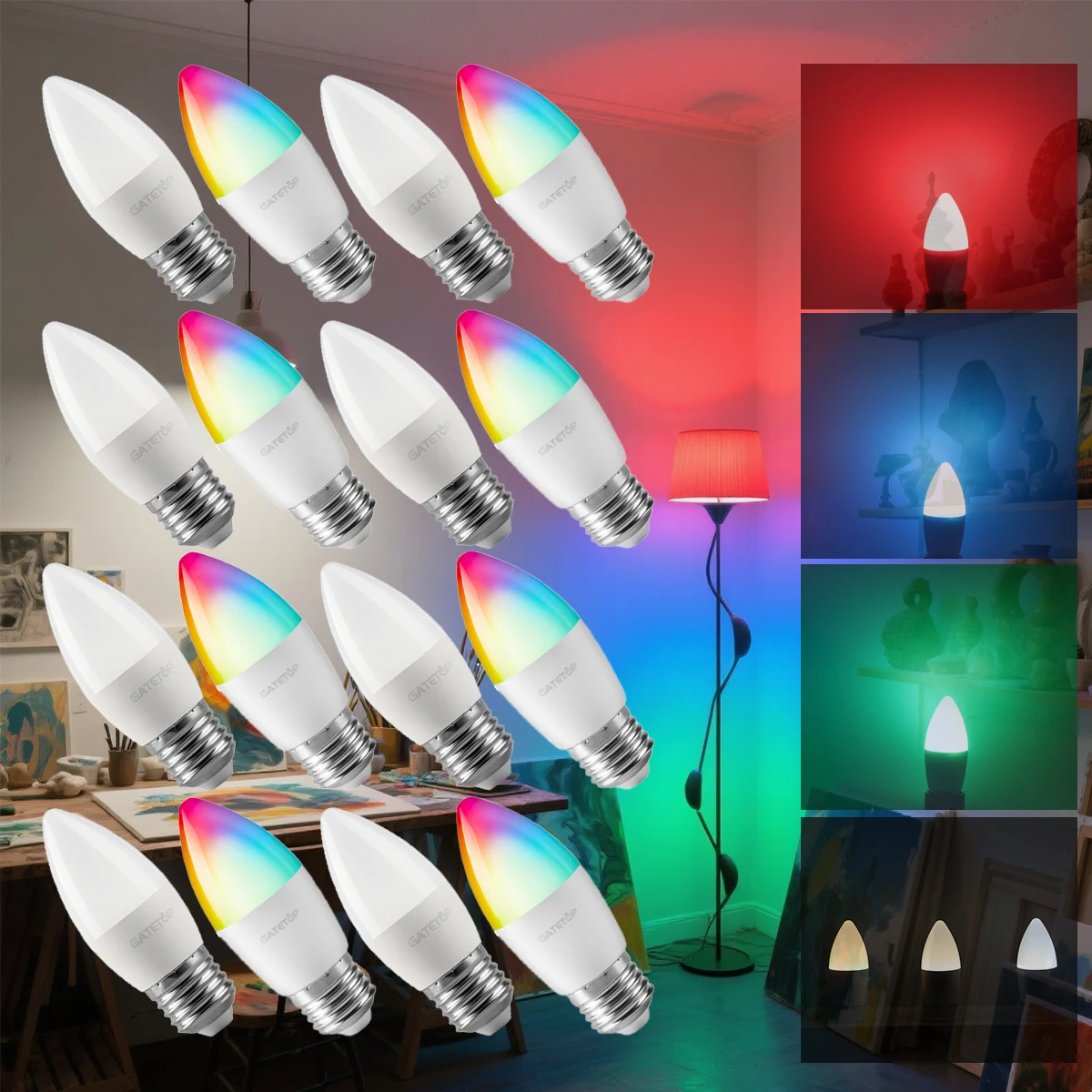 

1-10PCS LED Candle RGB Bulb E27 6W 24 Key Remote Control Dimmable Lamps AC220V 110V Colorful Change for Bedroom Living Room Lamp