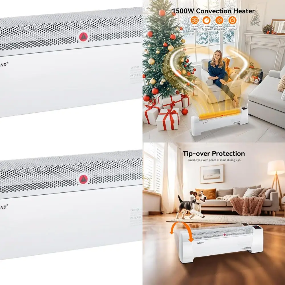 

1500W Digital Electric Convection Heater with Adjustable Thermostat, Overheat Protection, and Silent Operation for Indoor Use, W