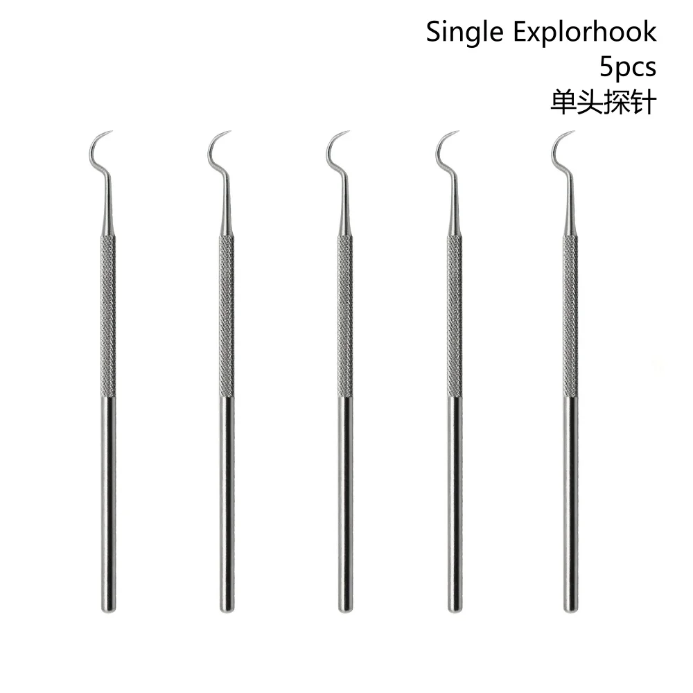 5pcs Stainless Steel Dental Explorer Hook Single Hook Orthodontic Tool