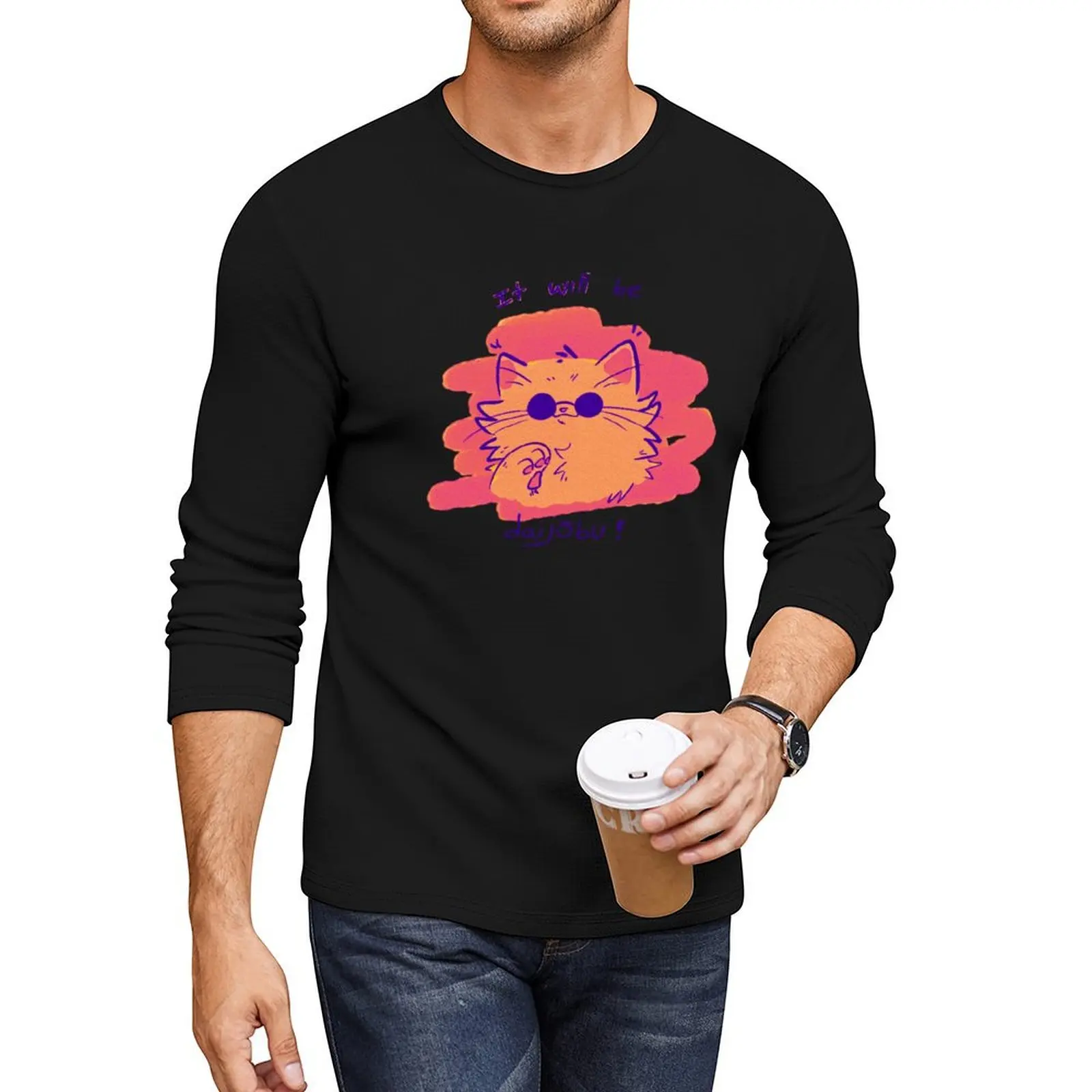 gojo cool cat Long T-Shirt boys animal print shirt funny t shirts for men
